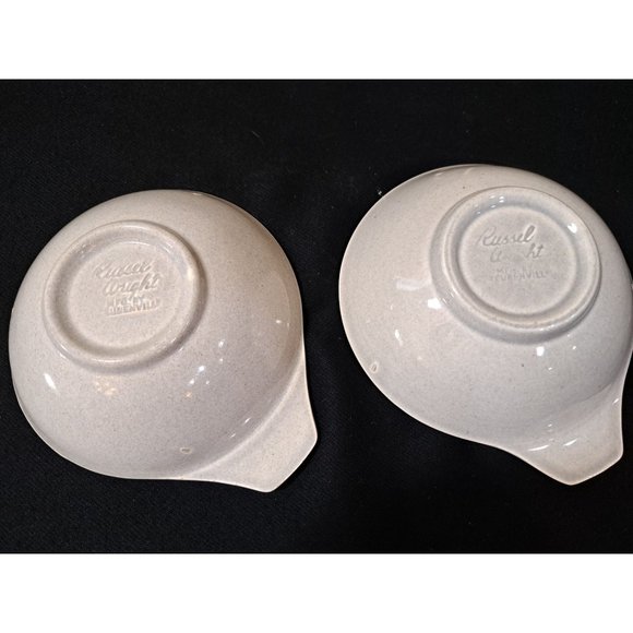 Russel Wright Steubenville American Modern Granite Gray Lugged Soup Bowl Set 2 - Picture 3 of 3